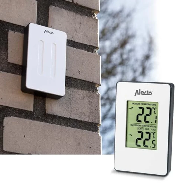 Alecto WS-1050 Wetterstation mit kabellosem Außensensor, großem Display, 30m Reichweite, Innen- und Außentemperatur, weiß, 14 x 2 x 12 cm – Bild 5