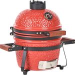 Beliani Kamado Holzkohlegrill, keramisch mit robustem Grillrost, eingebautem Thermometer und stabilen Bambusgriffen