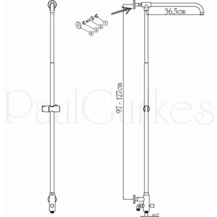 PaulGurkes Duscharmatur PGSETRETRO1OA, Duschgarnitur aus massivem Messing mit verchromter Kopfbrause Ø 20 cm und Handbrause mit Keramikgriff, stufenlos verstellbar, 150 cm Brauseschlauch – Bild 3