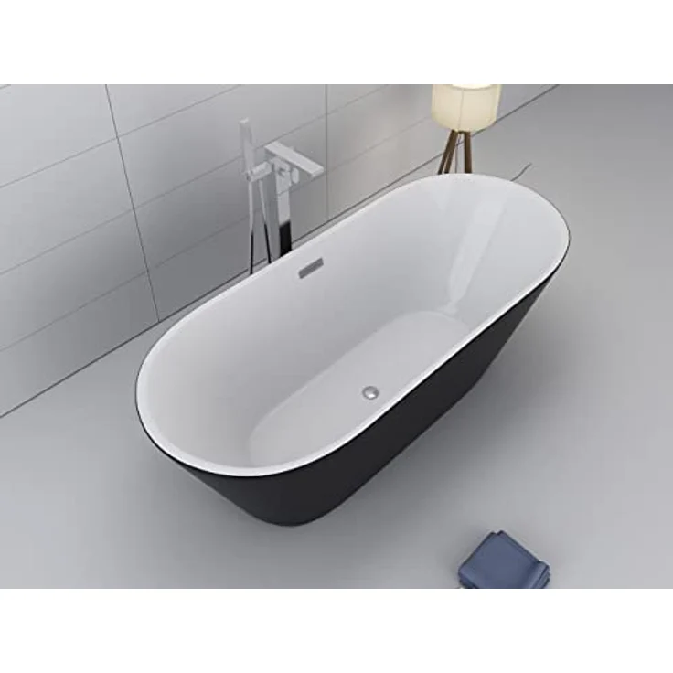 Jet-Line Badewanne LAUSANNE II schwarz (170 cm, 80 cm) - Freistehende Design Badewanne mit Acryl und Fiberglas für optimale Stabilität und Wärmespeicherung – Bild 5