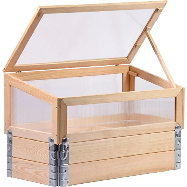 dobar® 58413e Frühbeet mit Untersatz Gr. M | Frühbeetaufsatz Massivholz | Gewächshaus mit Deckel | Pflanzkasten für die Anzucht | Salat/Gemüse/Setzlinge | 76 x 40 x 50 cm | Natur – Bild 2