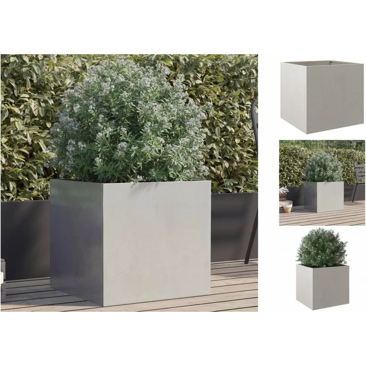 vidaXL Hochbeet Pflanzkübel Silbern 49x47x46 cm Edelstahl mit langlebigen Materialien und stabilem Rahmen – Bild 1