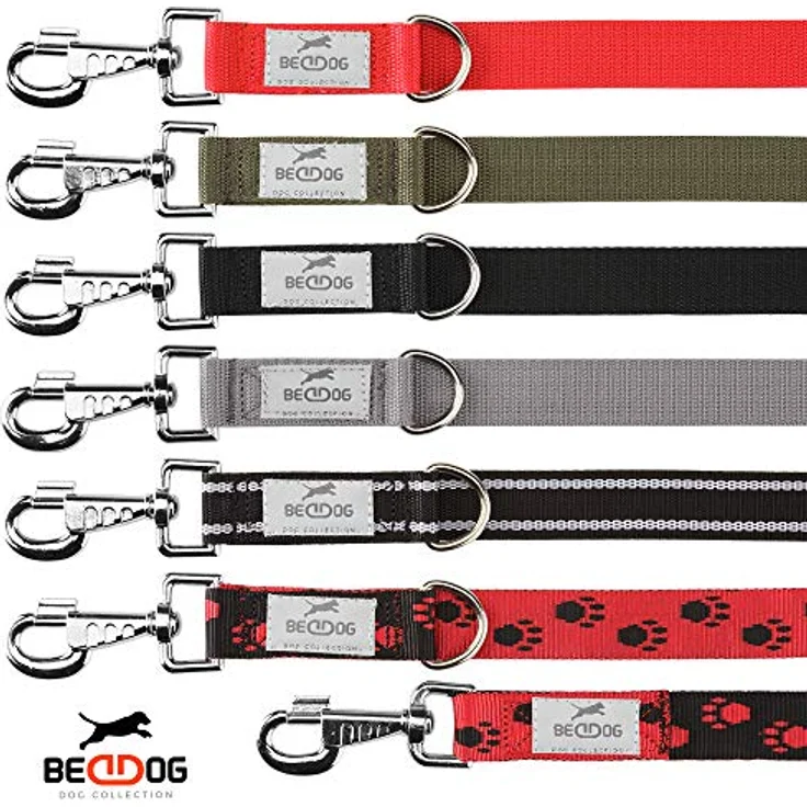 BedDog® Hundeleine Willy, verstellbar in 3 Längen, Doppel-Leine, Führ-Leine, Lauf-Leine, mittel-große und große Hunde, Gesamtlänge 2m - rot/schwarz – Bild 4