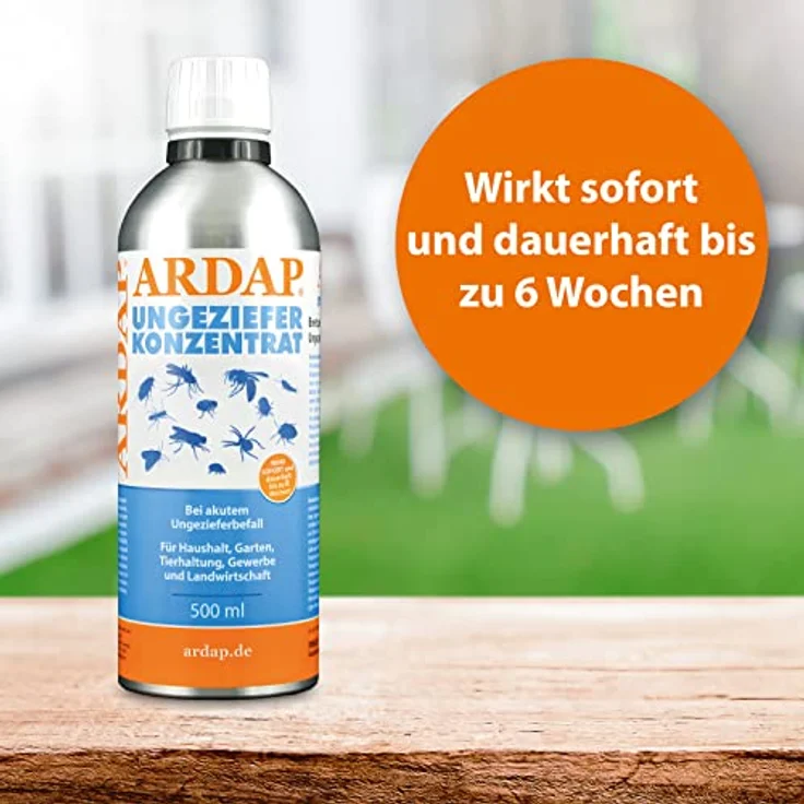 ARDAP Ungeziefer Konzentrat 500 ml - Zur Herstellung von bis zu 50 Liter Ungezieferspray gegen Fliegen, Bettwanzen, Milben, Stechfliegen, Motten, Mücken, Wespen, Silberfische – Bild 2
