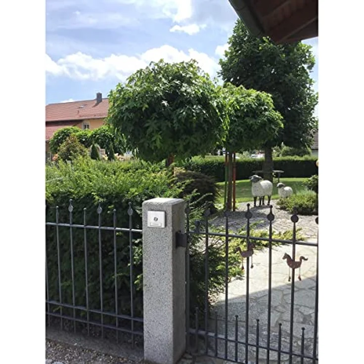 Metzler Funk-Türklingel Edelstahl V2A in RAL 9016 Verkehrsweiß - hohe Reichweite, flach, austauschbares Namensschild – Bild 4