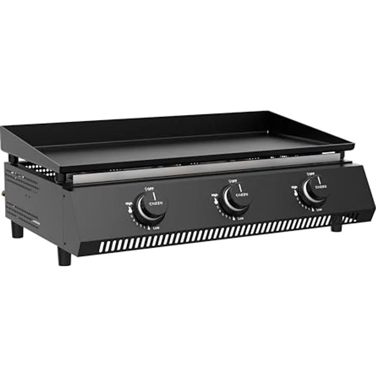 Cozze Plancha-Grill G 700, Grillfläche 66,5 x 35 cm, 3 Edelstahlbrenner mit 6,6 kW, Schwarz – Bild 3