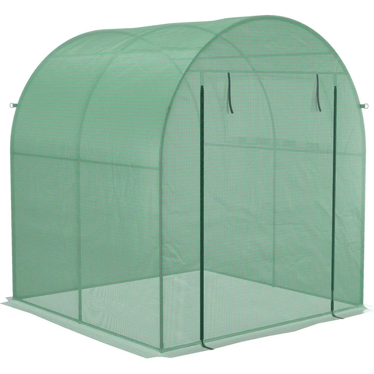 JTI GmbH Gewächshaus 180 x 180 x 200 cm, Foliengewächshaus mit Rolltür, UV-Schutz und Seitenfenster, winterfest und stabil, grün