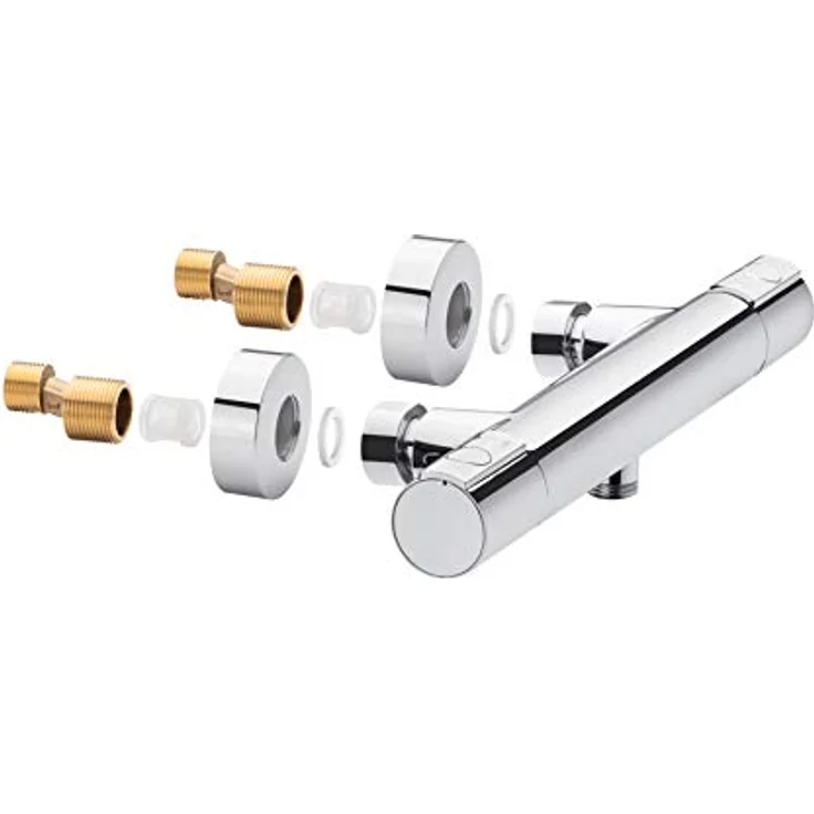 CORNAT Brausethermostat Derval, Hochdruck Duscharmatur aus verchromtem Messing, Silber – Bild 4