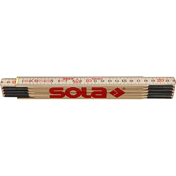 SOLA H 2/10 Zollstock 2m, Holz Meterstab aus nordischer Glasbirke, 2-fach lackiert, natur, mm/cm Skala, beidseitig bedruckt, hohe Bruchfestigkeit, verdeckte Scharniere – Bild 2
