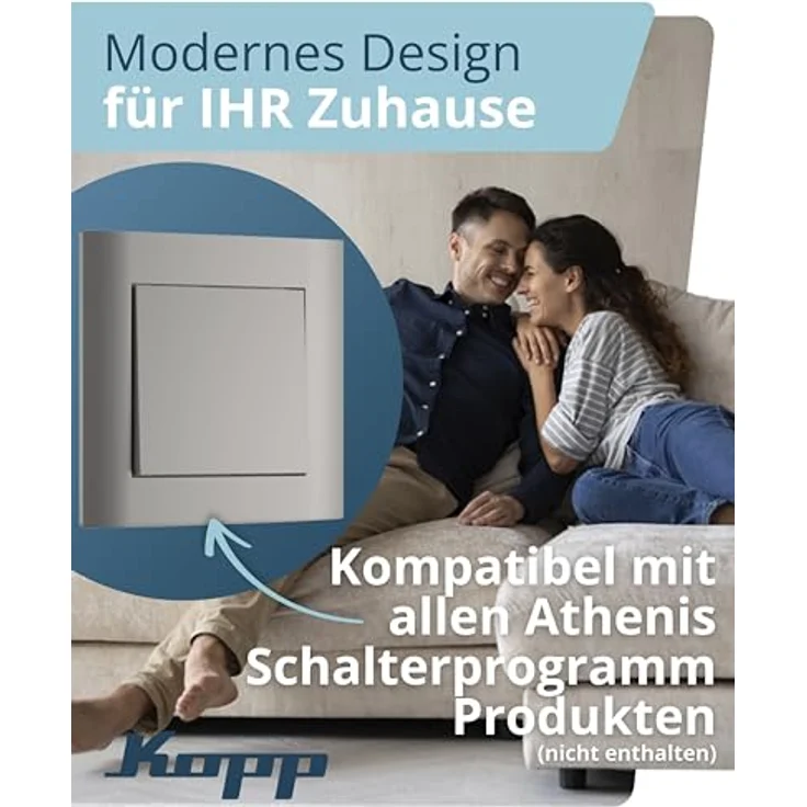 Kopp Abdeckrahmen 1-fach Athenis, Stahl, für senkrechte und waagerechte Installation – Bild 3