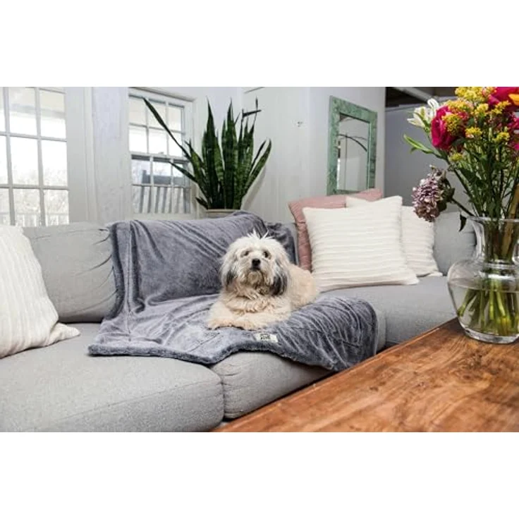 Beeztees Nano Plaid Chill Kuzzi, Hundedecke mit Ferninfrarot-Wellenenergie, Grau, 102 x 127 cm – Bild 2
