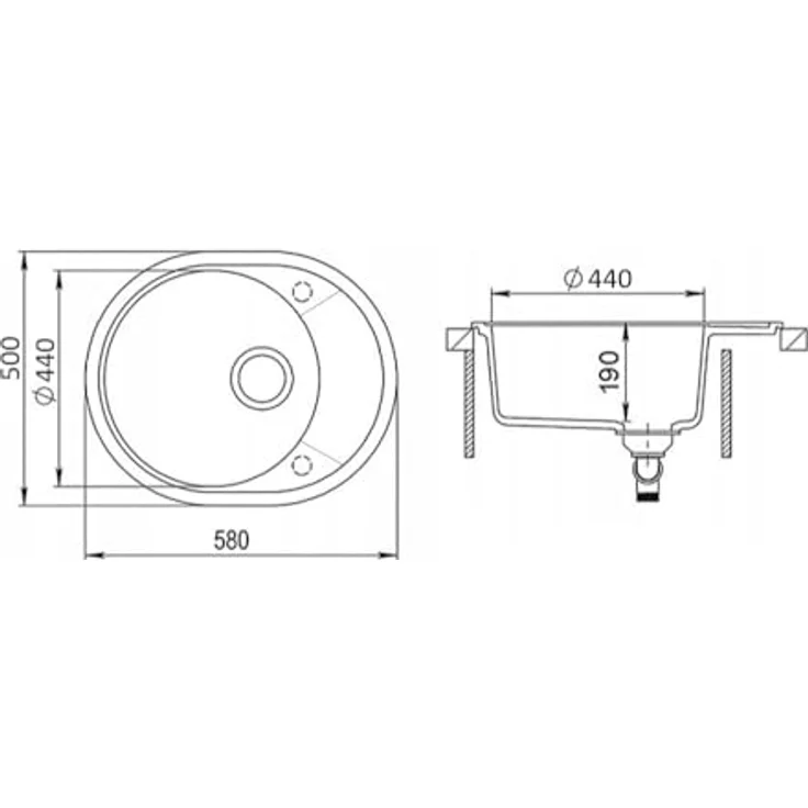 Lindbergh Spülen Rein Schwarz LINDBERGH® Antibakterielle Granit Spüle "OVA44" 580mm x 500mm mit komplettem Siphon, Made in Germany, kratzfest und hitzebeständig bis 280°C – Bild 4