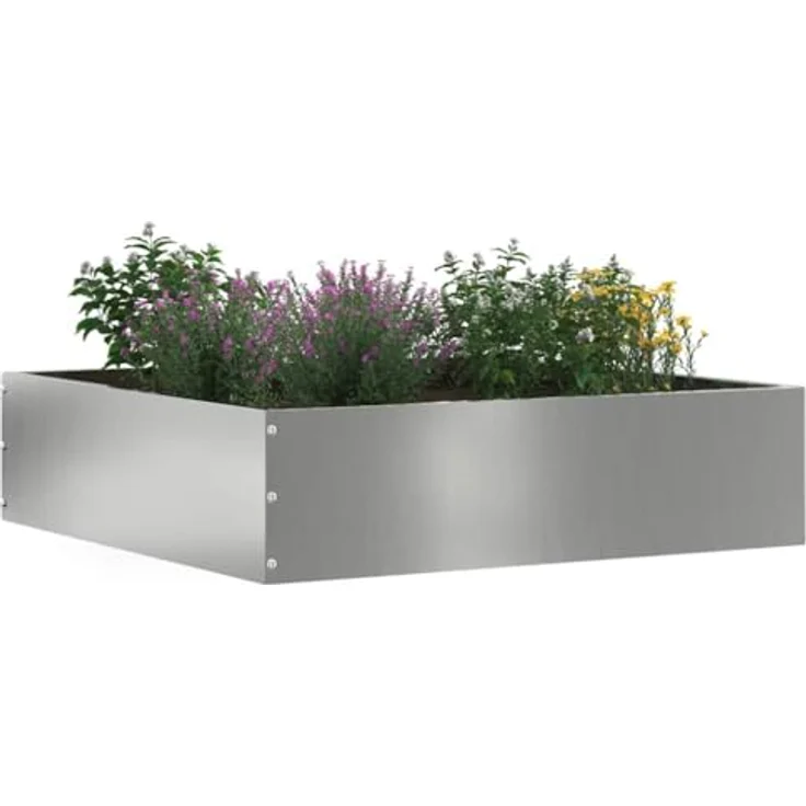 vidaXL Raseneinfassung 6er Set, verzinkter Stahl, moderne Metallkante, 50 x 50 x 13 cm, silber, langlebige Rasenbarriere für Garten und Terrasse – Bild 2