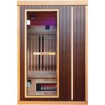 Dewello Infrarotkabine MELVILLE 130 Wärmekabine für 2 Personen, LED-Farblichttherapie, Ionisator, Aromatherapie, Multimedia, Walnuss-Front