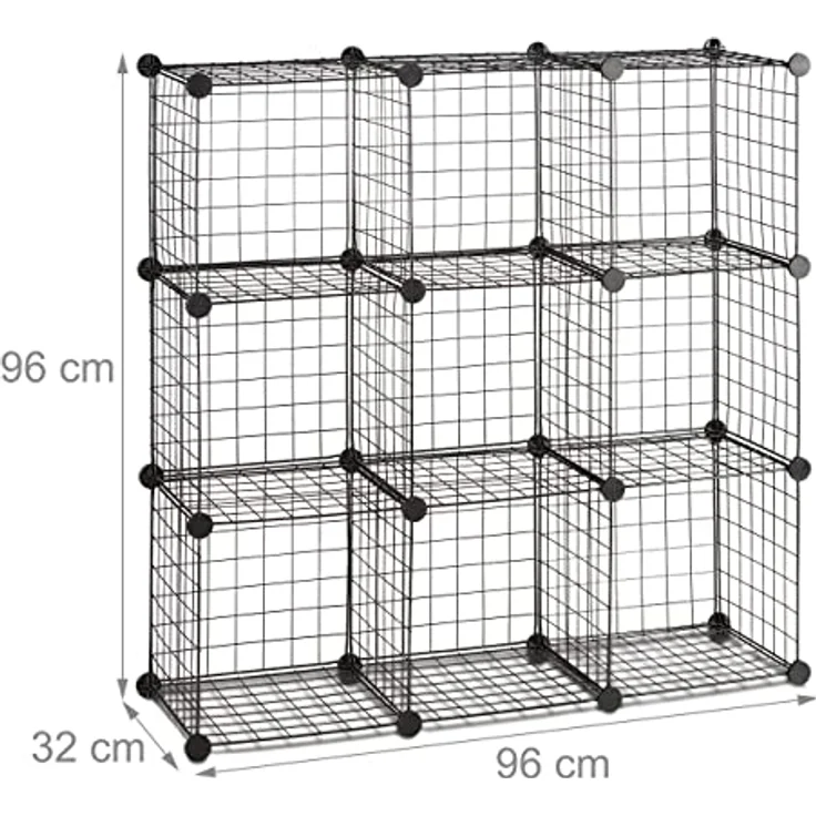 Relaxdays Kellerregal, DIY-Steckregal in modernem Industrial-Design, 9 Fächer, 2 Größen verfügbar – Bild 3