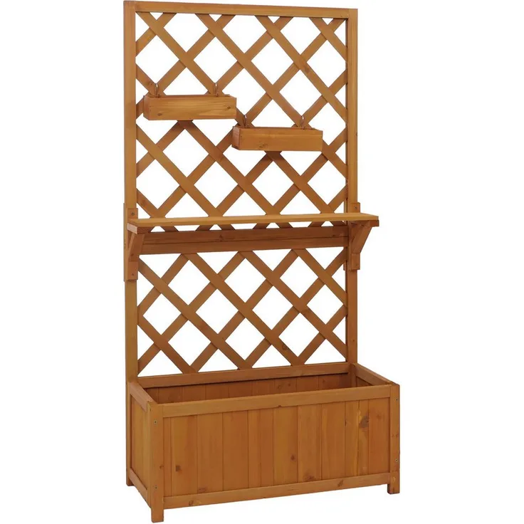 MCW Hochbeet MCW-P68, Pflanzkasten mit Spalier als Rankhilfe, aus Tannenholz, ideal für Balkon und Terrasse