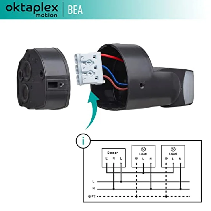Oktaplex Bea Bewegungsmelder Aussen IP65 schwenkbar 180° Infrarot-Sensor 12m Reichweite 230V anthrazit mit Dämmerungssensor – Bild 4