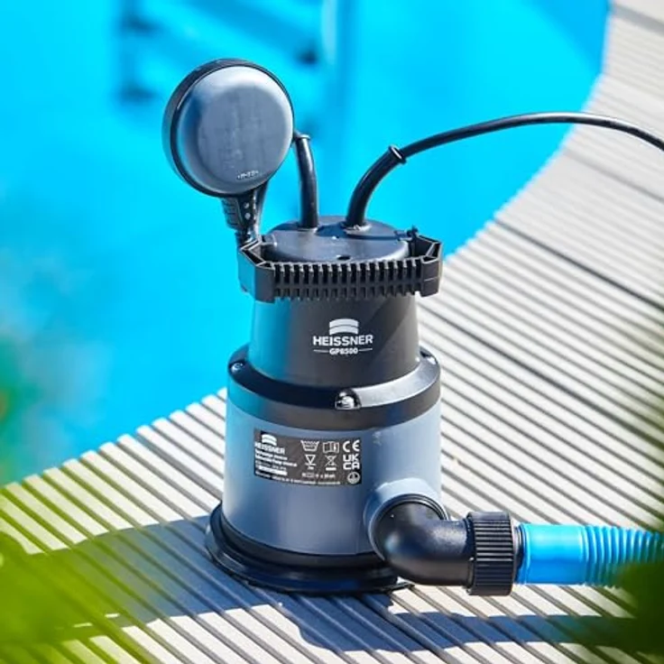 Heissner Tauchpumpe, Pool-Tauchpumpe mit 8500 l/h Förderkapazität, Soft-Standfuß und Schwimmerschalter – Bild 2