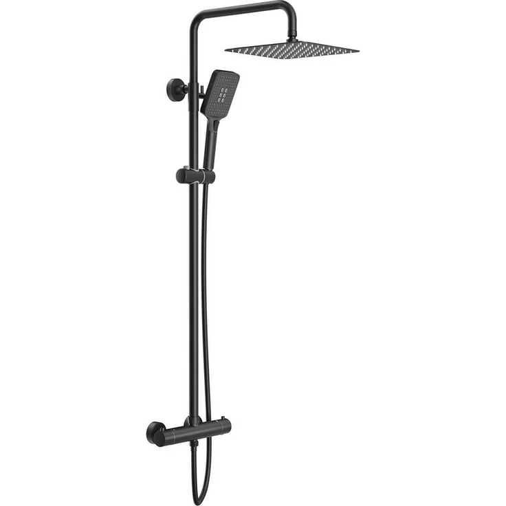 Rainsworth Duschsystem 3 Funktionen, Höhe 126 cm, Set mit Kopfbrause 20x20 cm, Chrom – Bild 1