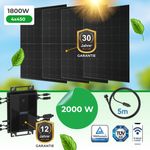 Austa Balkonkraftwerk 1800Watt mit 2000W Wechselrichter-PV-Module Bifazial (Glas-Glas) FullBlack