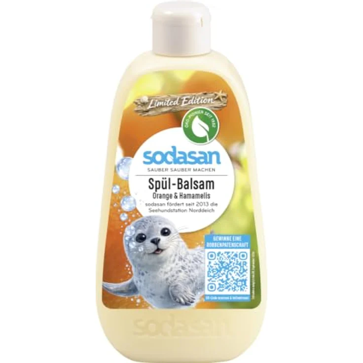 Sodasan Spülmittel Balsam Orange 500ml, ergiebiges Geschirrspülmittel ohne petrochemische Inhaltsstoffe und mit fruchtigem Orangenduft – Bild 1