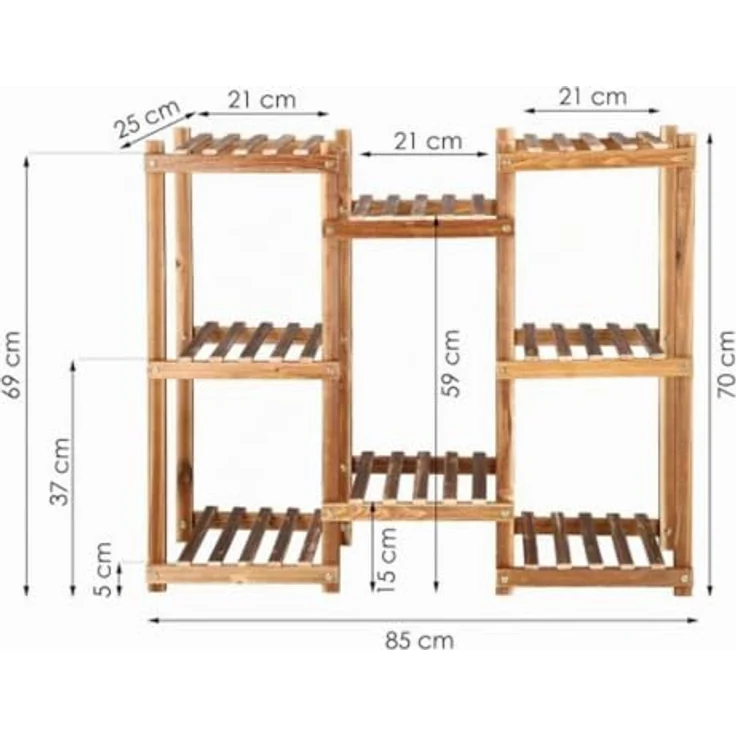 SPRINGOS Blumenständer Blumentreppe, 5 Ebenen Bambusholz Pflanzenständer für Balkon und Garten, braun – Bild 3
