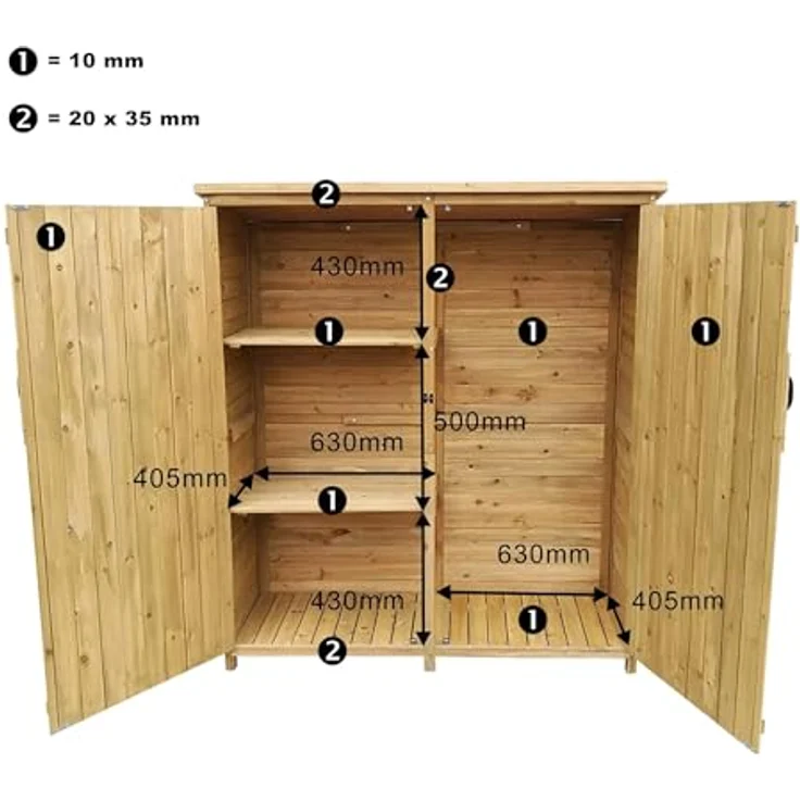 Wiltec Gartenhaus mit 2-flügelige Tür 1350x500x1540mm aus Fichtenholz mit Bitumendach für Garten, Terrasse & Balkon Gerätehaus Geräteschuppen Holzhaus Werkzeugschrank, Clever strukturiert, hochwertiges Fichtenholz, moderne Ästhetik, schnelle Montage, vielseitige Nutzung – Bild 5