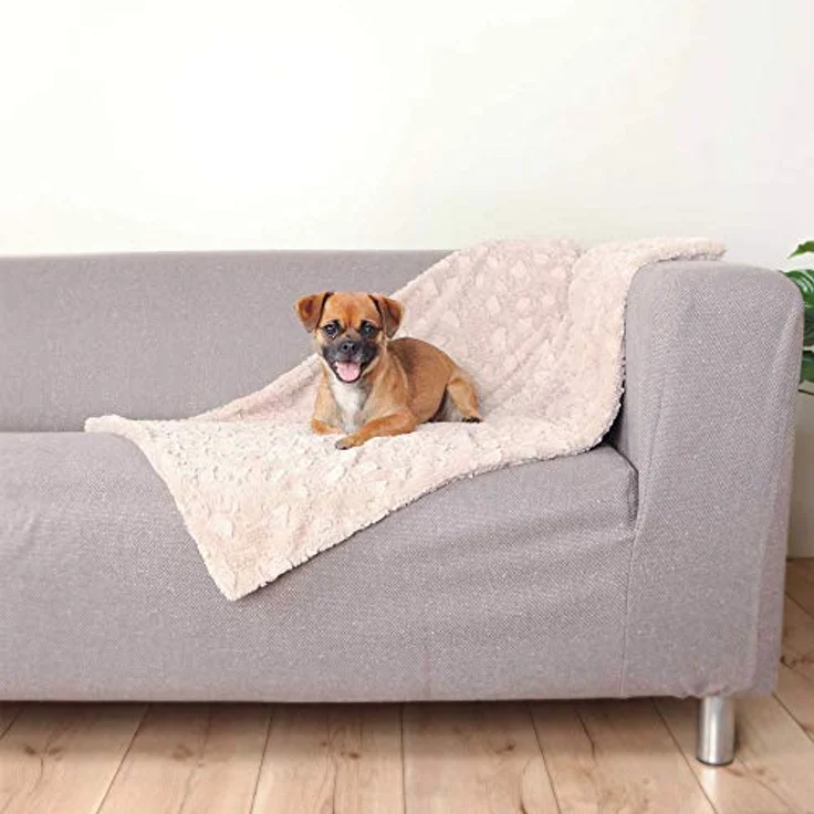 TRIXIE Tierdecke Decke Cosy beige, weiche und kuschelige Hundedecke aus Struktur-Softplüsch – Bild 2