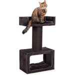 CanadianCat Company | Kratzbaum Cavell stabil 106 cm für große Katzen | 20 cm Sisalstämme mit 8 mm dickem Sisalseil | 600g Plüsch | Kratzbaum für schwere Main Coon | grau