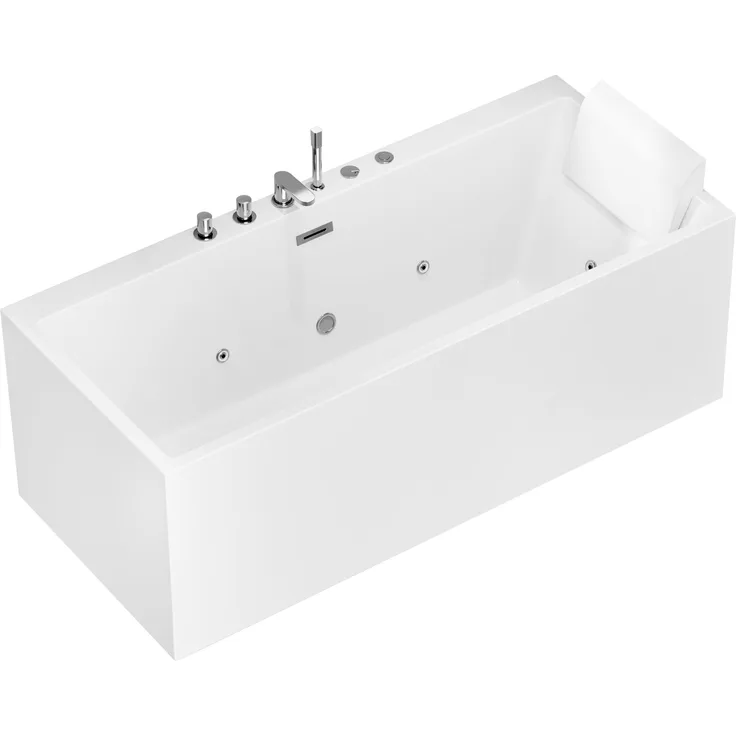 HOME DELUXE Whirlpool-Badewanne AMBER - Vormontierte Armaturen, Acryl-Badewanne, Spa, Whirlpool - Weiß