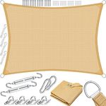 KESSER Sonnensegel Sonnenschutz Windschutz HDPE Gewebe wasserabweisend & windabweisend 5-Fach quer vernäht robust & stabil Schattenspender Garten Balkon Terrasse Rechteck, Sand, 2x4m