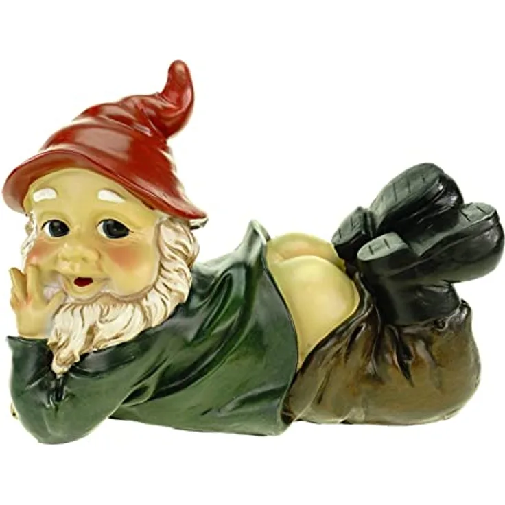 Gartenzwerg liegend Hose unten 25 cm Gnom Figur Gartenfigur Zwerg