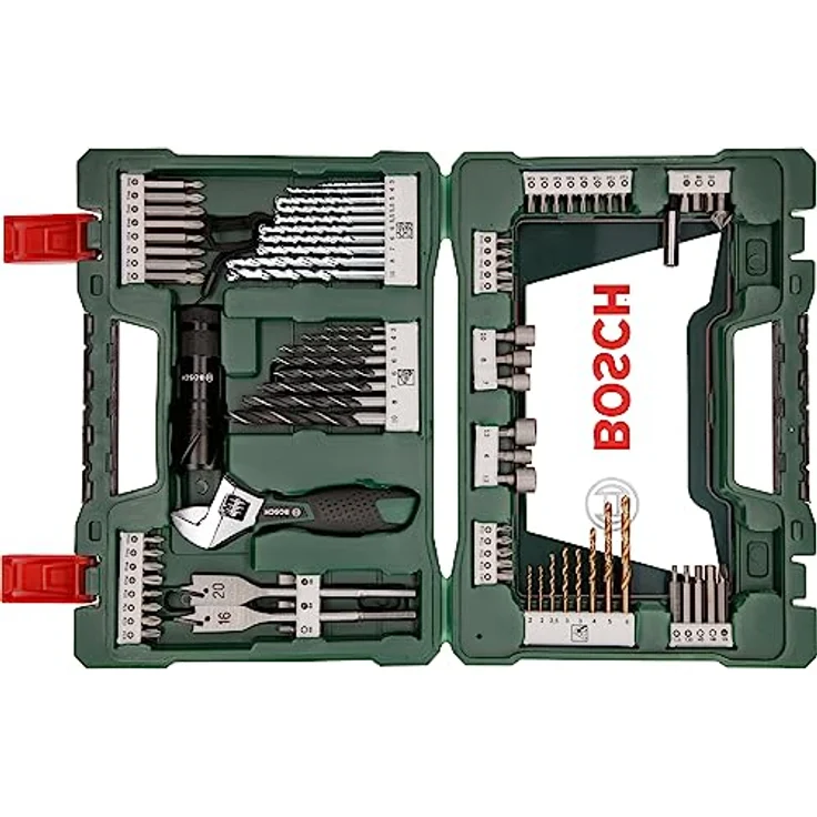 Bosch 83tlg. V-Line Titanium-Bohrer- und Bit-Set mit LED-Taschenlampe und Rollgabelschlüssel – Bild 2