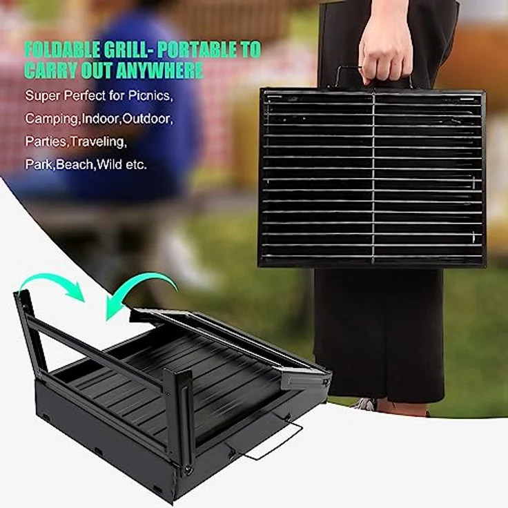 AGM Holzkohlegrill Picknickgrill Edelstahl Kleiner Grill Portable Campinggrill Abnehmbare BBQ Grills für Outdoor Garten Party – Bild 5