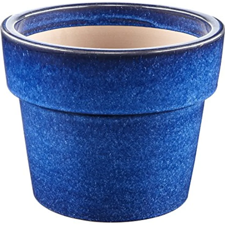 Dehner Blumentopf, rund, Ø ca. 29 cm, Höhe ca. 23 cm, Keramik, glasiert, blau