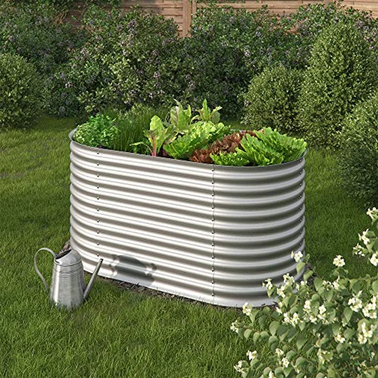 Oskar Hochbeet Kräuterbeet Gemüsebeet oval 160x80x82cm Stahl verzinkt Garten – Bild 6