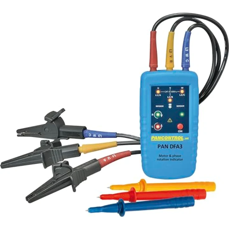 Pancontrol Drehfeldanzeiger, Multimeter (CAT III 600V) für Elektriker und Techniker, kompakt und robust – Bild 1