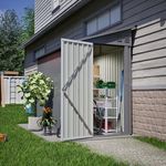 Thanaddo Metall Gerätehaus Gartenhaus 110x229x192cm, wetterfester Geräteschuppen mit Pultdach und Metallfundament, grau