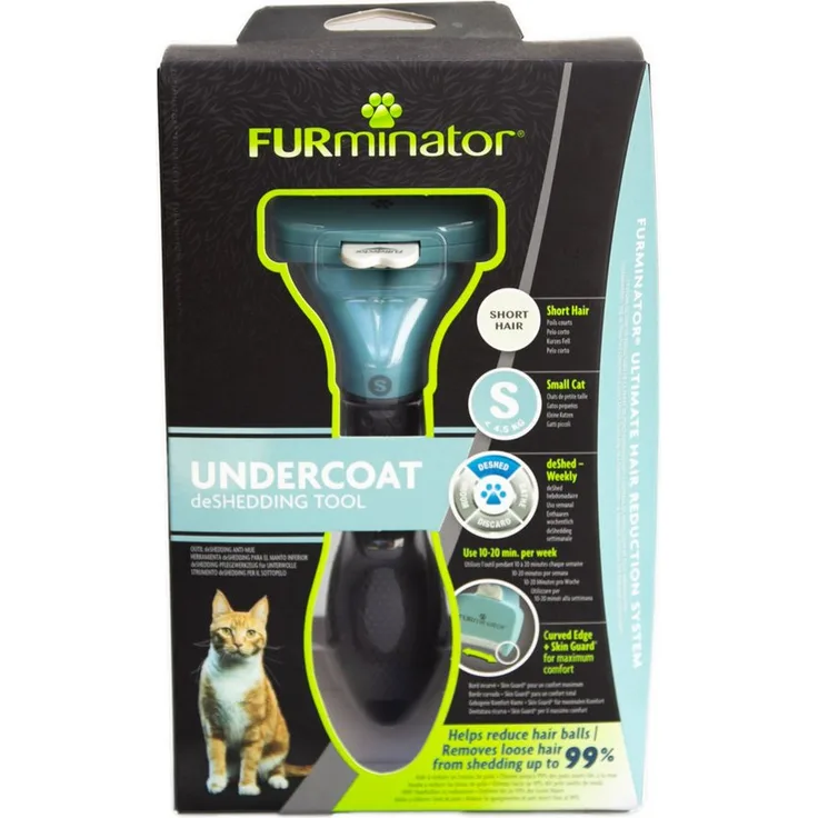 FURminator Fellbürste für kurzhaarige kleine Katzen, deShedding Pflege Werkzeug, Kantenlänge 4,5 cm