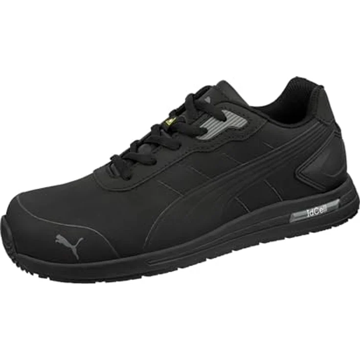 Puma S3S Bounce Black Low Sicherheitshalbschuh, mit Fiberglaskappe, wasserabweisendem Mikrofaser-Schaft und rutschhemmender GRIPPAZ® Traction-Laufsohle, Größe 41 – Bild 1