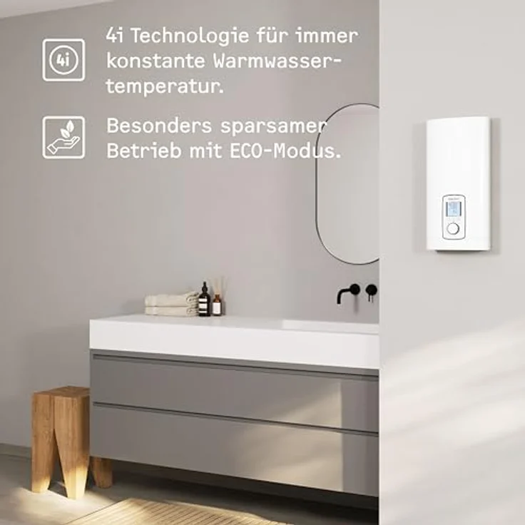 STIEBEL ELTRON DHE 18/21/24 kW, vollelektronischer Durchlauferhitzer mit gradgenauer Wunschtemperatur, ECO-Modus, Multifunktionsdisplay, 2 Memory Tasten und Wellness-Programmen – Bild 2