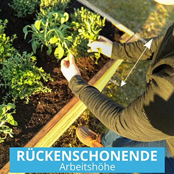 Gartenwelt Riegelsberger Elegantes Hochbeet Kräuterbeet Lärche 160x40 cm, höhenverstellbar, langlebig – Bild 4
