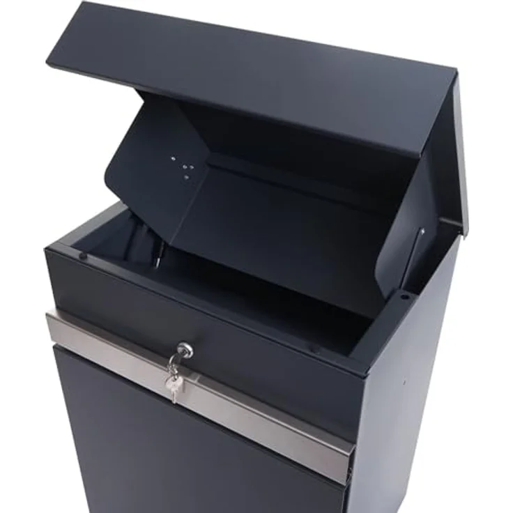PROREGAL Paketkasten mit Standfuß, verzinkt anthrazit-Edelstahl, HxBxT 120x59x36cm, abschließbar, mit Einwurfsystem und Rückholsperre, für Pakete bis 16x30x22 cm – Bild 6