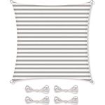 CelinaSun Sonnensegel inkl Befestigungsseile Premium HDPE wetterbeständig atmungsaktiv Quadrat 2 x 2 m Streifen hellgrau weiß