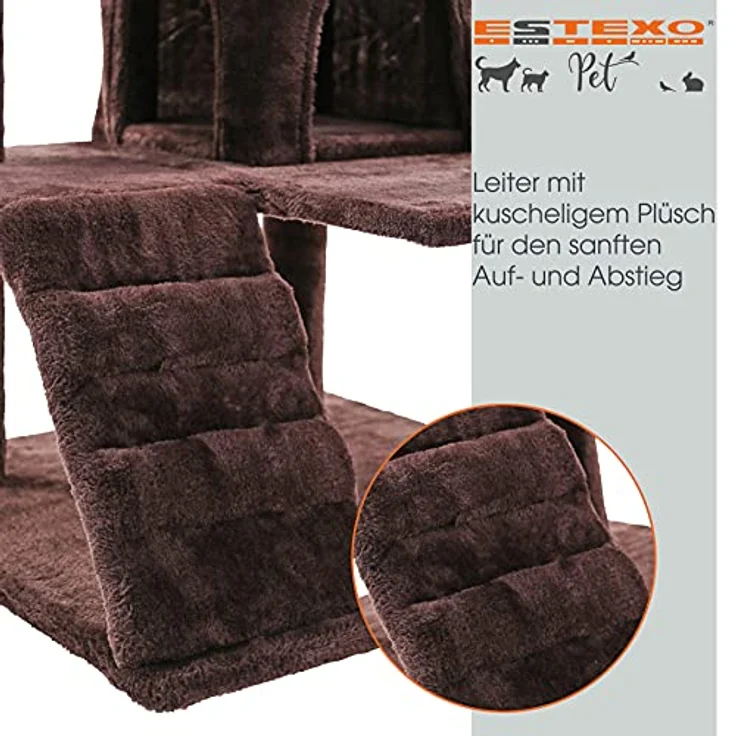 Kratzbaum Katzenbaum Katzenkratzbaum 130 cm XL Kletterbaum Spielbaum Braun – Bild 5