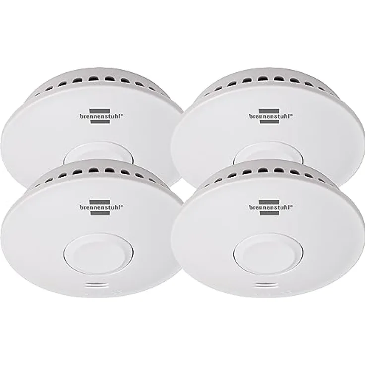 Brennenstuhl Funk-Rauchwarnmelder RM L 3101 4er Set/Vernetzbare Rauchmelder mit 10 Jahres Batterie (vernetzbar mit bis zu 40 Rauchmeldern, inkl. Befestigungsmaterial, geprüft nach DIN EN 14604)