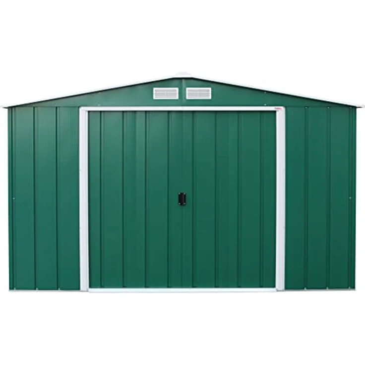 Duramax 10 x 8 (7.28 m²) Metallgerätehaus, feuerverzinktes Metall gerätehaus - Geräteschuppen, verstärkte Dachkonstruktion, wartungsfreier und wetterfester Metallschuppen, Grün – Bild 5