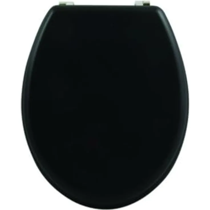 MSV WC-Sitz Cleo, MDF mit feuchtigkeitsresistenter Beschichtung, schwarz matt, 45 cm x 37 cm x 5,6 cm