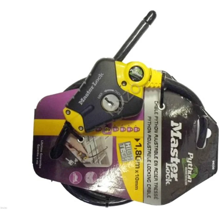 Master Lock 8433EURD Verstellbares Kabelschloss mit Schüsselschloss [Kabel einstellbar von 30 cm bis 1,8 m] [Python] - Ideal für Sportausrüstung, Werkzeuge und Gartenmöbel – Bild 4