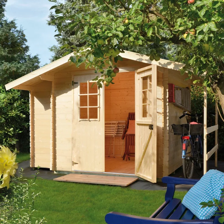 Kiehn-Holz Gartenhaus Schwarze Berge, BxT: 365x253 cm, (Set) - Blockbohlensystem, Satteldach, naturbelassen